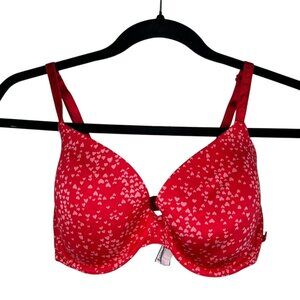 Victorias Secret 32DDD Red & Pink Hearts Underwire Lined Demi Bra